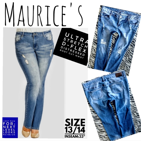 Maurices Denim - Maurices Jeans Size 14 Distressed Boot Cut NWOT